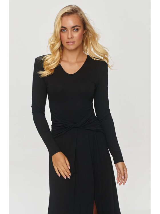 Makadamia Makadamia Sukienka codzienna M838 Czarny Comfortable Fit