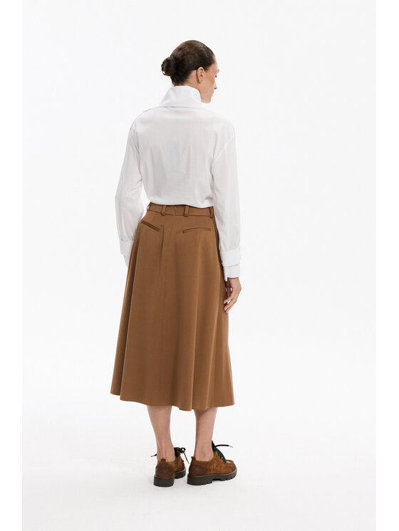 Deni Cler Milano Deni Cler Milano Spódnica midi W-DC-7052-F5-C2-18-1 Brązowy A-Line Fit