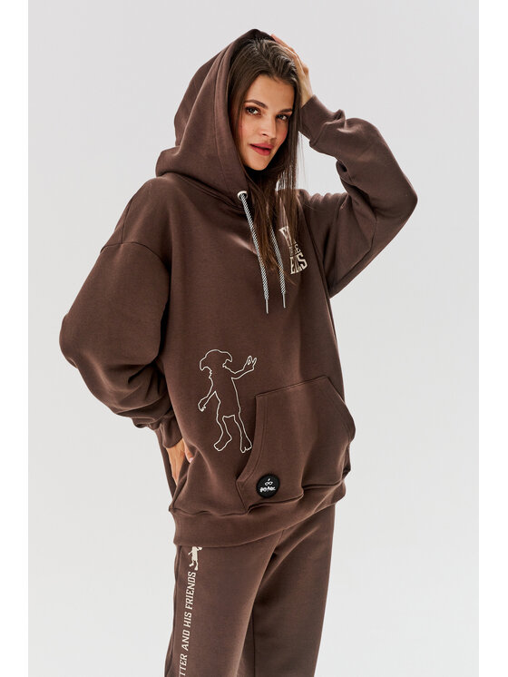 NAOKO Naoko Mikina Dobby Hnědá Oversize