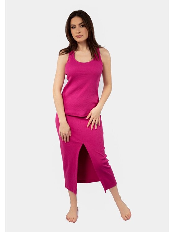 DKaren Sport DKaren Sport Komplet bluzka i spódnica DK-K-P1 Różowy Slim Fit