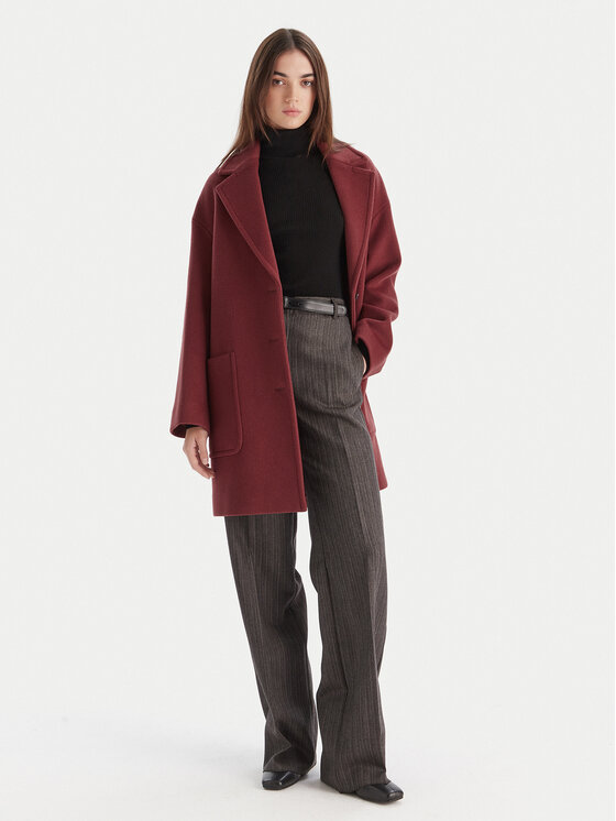 MAX&Co. MAX&Co. Vlnený kabát 2526016023200 Bordová Regular Fit