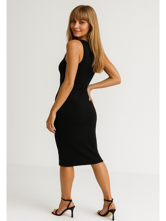 Nudyess Nudyess Letné šaty Louisiana mimi z prążka Čierna Fitted Fit