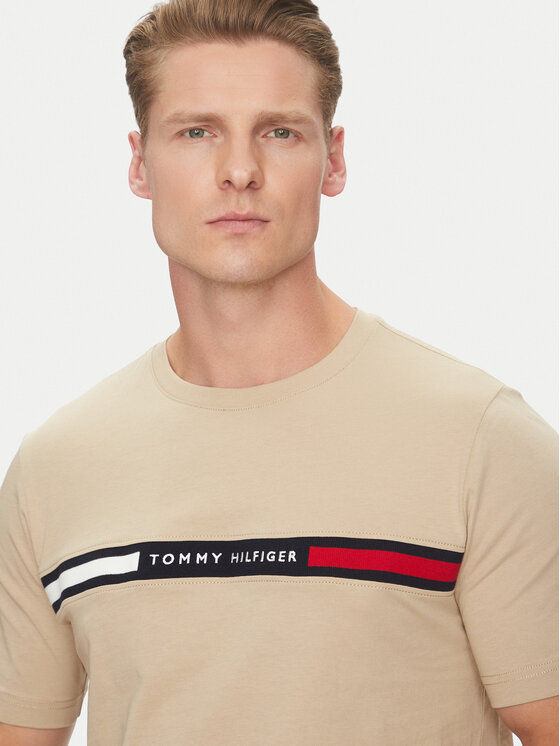 Tommy Hilfiger Tommy Hilfiger T-Shirt Chest Insert MW0MW36498 Béžová Regular Fit