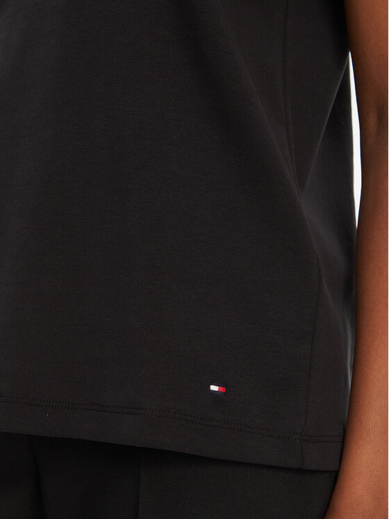 Tommy Hilfiger Tommy Hilfiger T-Shirt Gold Button WW0WW45628 Czarny Regular Fit