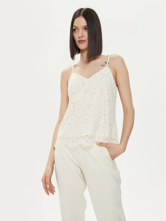 YAS YAS Τοπ Perla 26032812 Εκρού Regular Fit