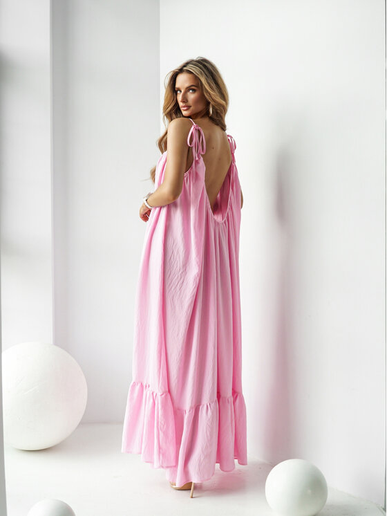LilaLou LilaLou Sukienka letnia Gypsy Różowy Oversize