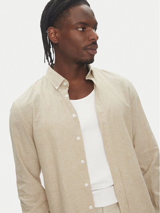 Lindbergh Lindbergh Cămașă 30-203344B Bej Relaxed Fit