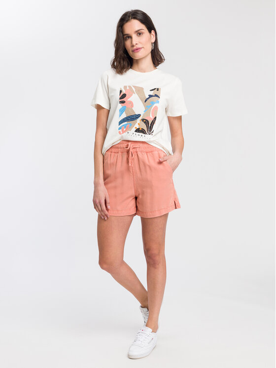 Cross Jeans Cross Jeans T-Shirt 55935-028 Beżowy Regular Fit
