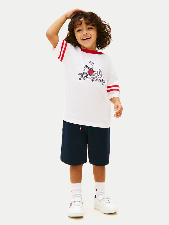 Tommy Hilfiger Set tricou și pantaloni scurți Wavy Flag KB0KB10410 Colorat Regular Fit