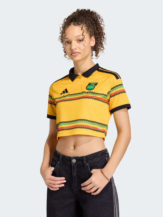 adidas adidas Koszulka techniczna Jamaica 26 x Bob Marley Home Cropped Jersey Żółty Regular Fit