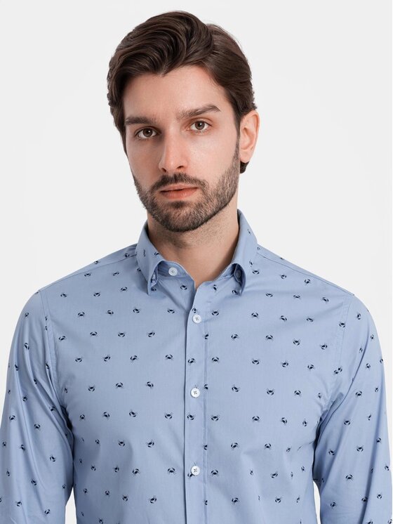 Ombre Ombre Košile OM-SHCS-0156 Světle modrá Regular Fit