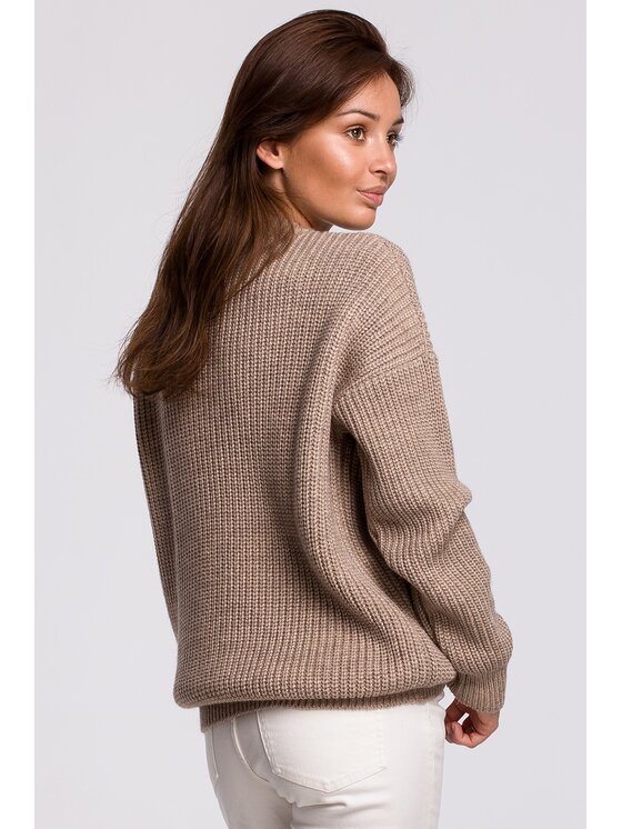 BeWear BeWear Sweter bk052 Brązowy Baggy Fit