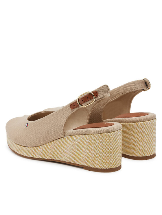 Tommy Hilfiger Tommy Hilfiger Sandale Flag Mid Wedge Espad Slingback FW0FW08595 Bež
