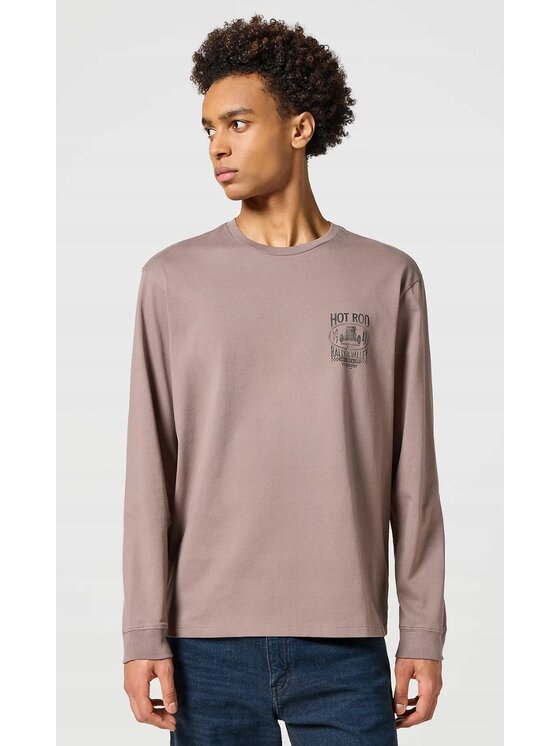 Wrangler Wrangler T-Shirt Longsleeve Graphic Tee Brązowy Relaxed Fit