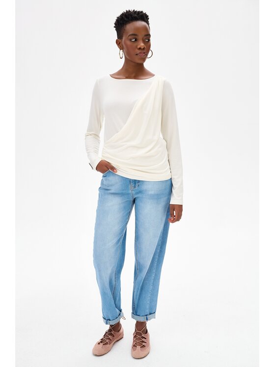 blue shadow blue shadow Bluzka Nanu Écru Regular Fit