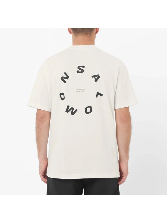 Salomon Salomon T-Shirt ROUND LOGO GRAPHIC Beżowy Regular Fit