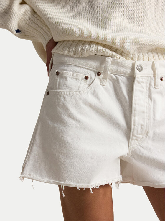 Polo Ralph Lauren Polo Ralph Lauren Pantaloni scurți de blugi 211A12972001 Alb Straight Fit