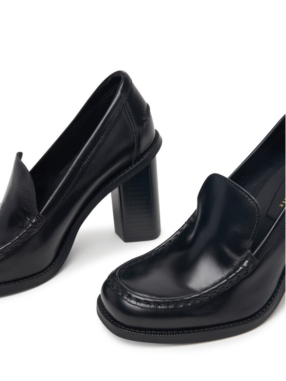 Tommy Hilfiger Tommy Hilfiger Półbuty Square Toe Heeled Loafer FW0FW09493 Czarny
