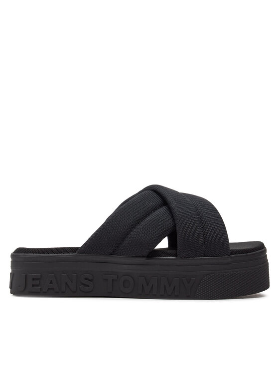 Tommy Jeans Šľapky Tjw Lettering Flatform Sandal EN0EN02465 Čierna