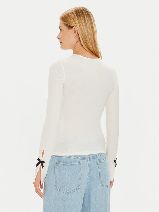Gina Tricot Gina Tricot Majica Bow Rib Top 22743 Bež Slim Fit