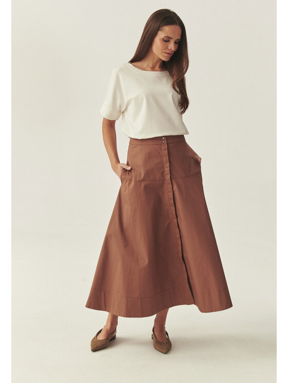 TATUUM Tatuum Midi sukňa TRAKO 1 Hnedá Flare Fit