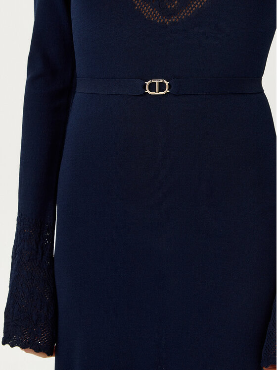 TWINSET TWINSET Sukienka dzianinowa 251TP3240 Granatowy Slim Fit