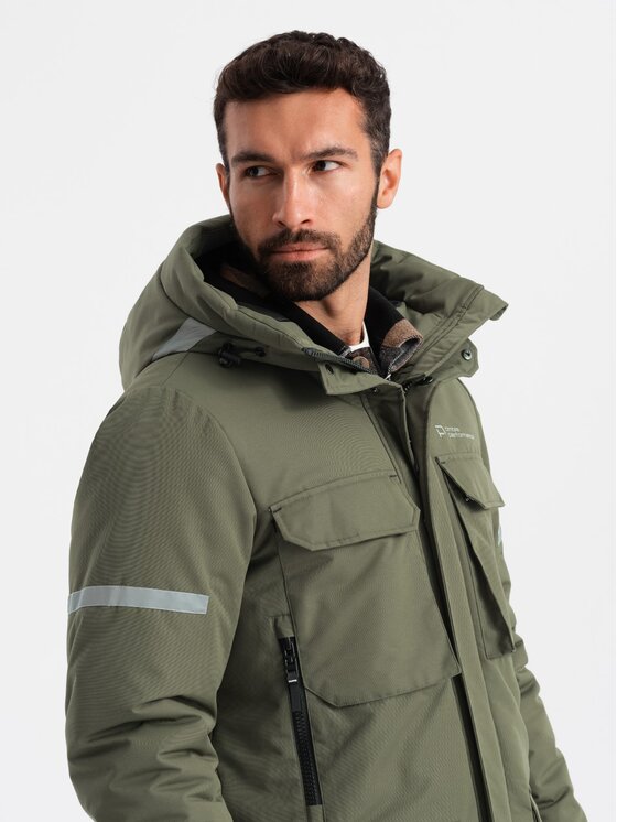 Ombre Ombre Parka OM-JALJ-0169 Khaki Regular Fit