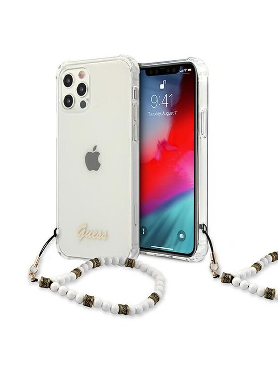 Etui na telefon Guess, Białe, Hardcase Pearl