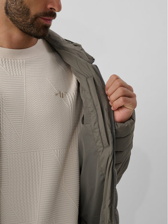 4F 4F Kurtka puchowa BASIC+ Khaki Regular Fit