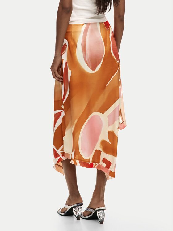 Desigual Desigual Midi sijonas 26SWFW13 Oranžinė Regular Fit