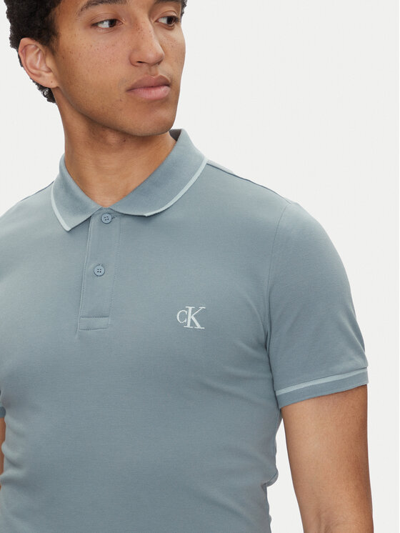Calvin Klein Jeans Calvin Klein Jeans Тениска с яка и копчета J30J315603 Син Slim Fit