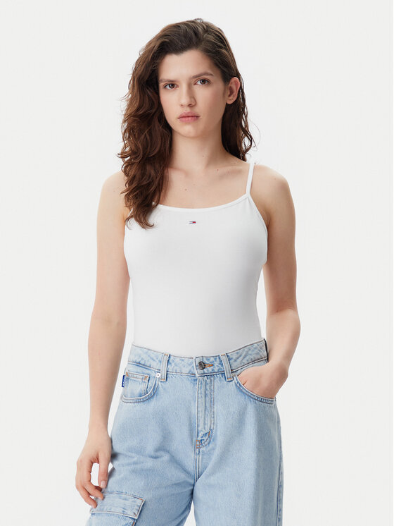 Tommy Jeans Tommy Jeans Felső Essential DW0DW20675 Ekru Slim Fit