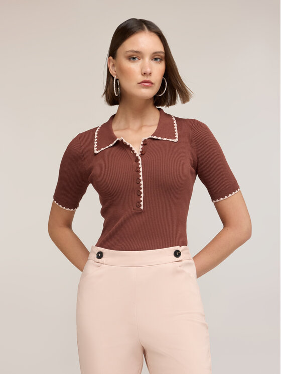 Motivi Motivi Sweter M208W103918N0V2 Brązowy Slim Fit
