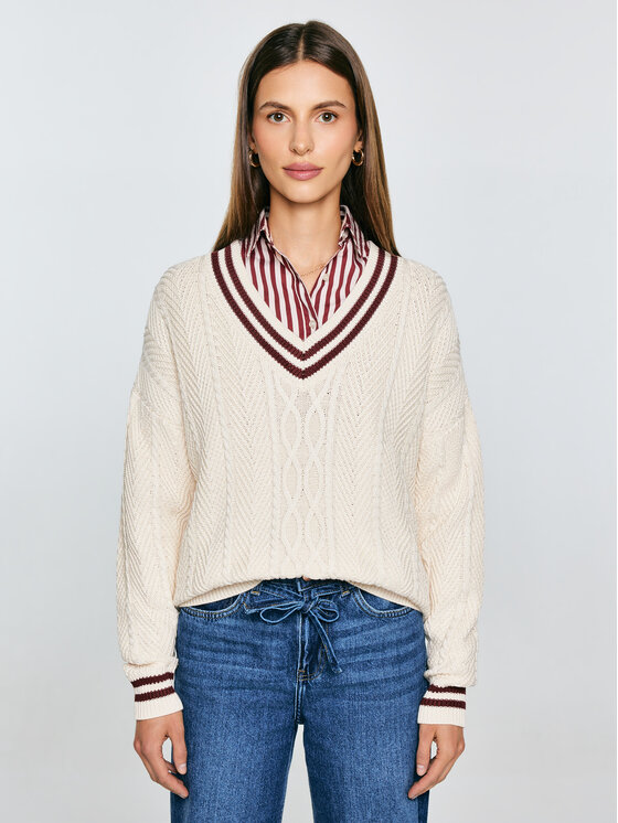 BIG STAR BIG STAR Sweter CYNTYLIA Kremowy Comfort Fit