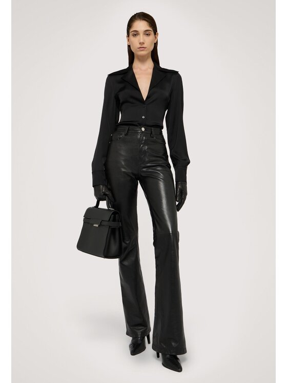 Trussardi Trussardi Pantaloni di pelle P324A002272N033 Nero Flare Fit