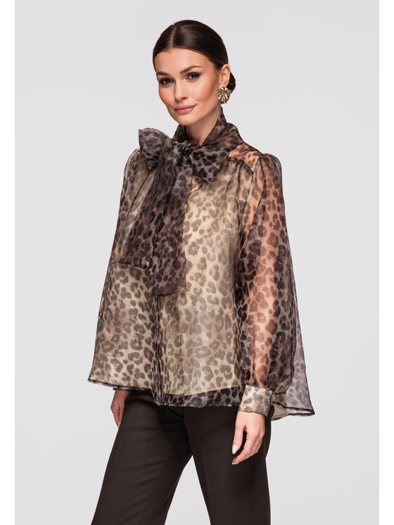 Ombre Ombre Koszula OW-SH-E0031 Beżowy Loose Fit