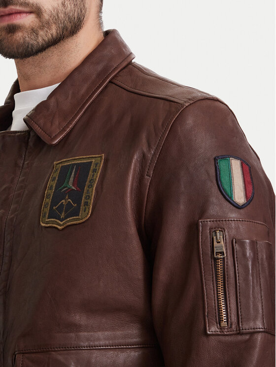 Aeronautica Militare Aeronautica Militare Geacă de piele 262PN0895U100839 Maro Regular Fit