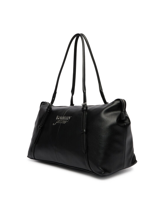 Tommy Jeans Tommy Jeans Táska Pebble Grain Metal Logo Tote Bag AW0AW18472 Fekete