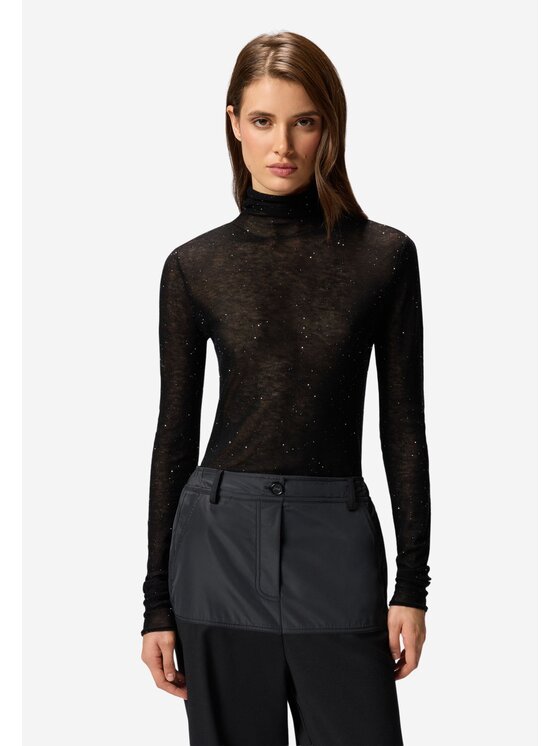 PINKO PINKO Dolcevita Moss maglia ultrafine con micropaillettes Nero Slim Fit