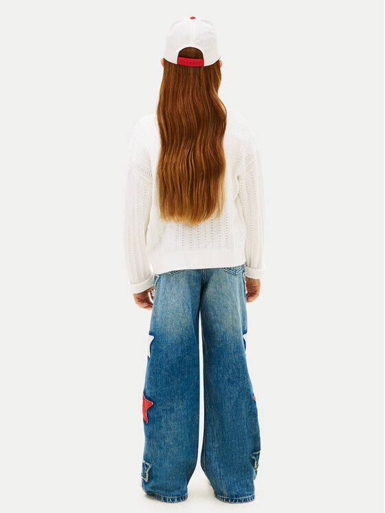 Tommy Hilfiger Tommy Hilfiger Kardiganas KG0KG09378 Balta Relaxed Fit