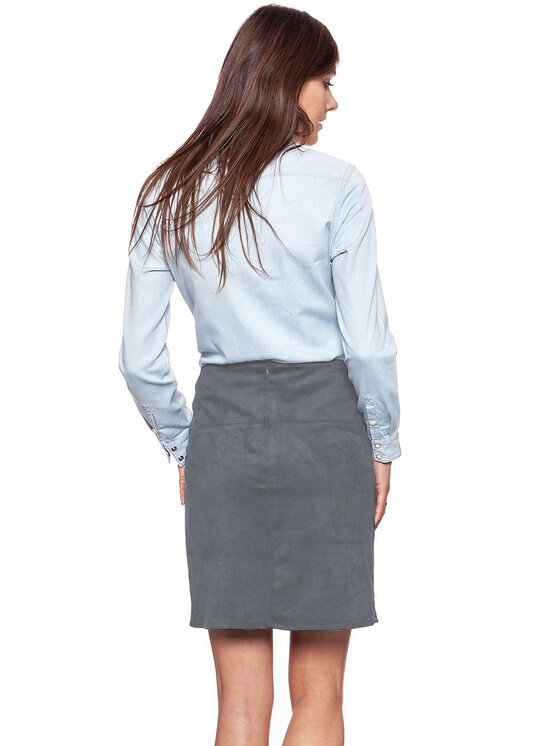 Tom Tailor Tom Tailor Spódnica mini TOM TAILOR FAKE VELOUR LEATHER SKIRT Szary Regular Fit
