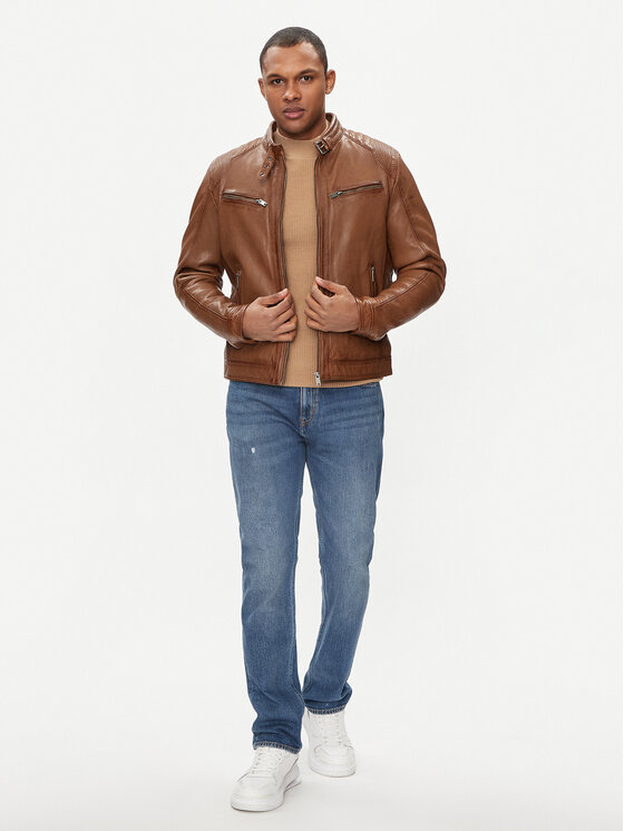 Serge Pariente Serge Pariente Giacca di pelle Maciej Marrone Regular Fit