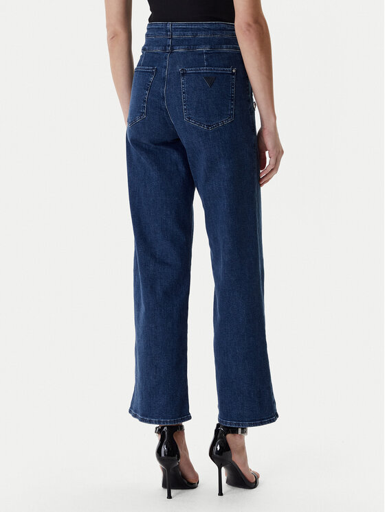 Guess Guess Jeans hlače W6RA3R D0910 Mornarsko modra Wide Leg