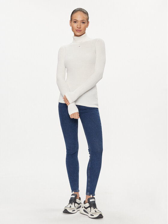 Tommy Jeans Tommy Jeans Dolčevita Essential DW0DW16537 Bijela Slim Fit