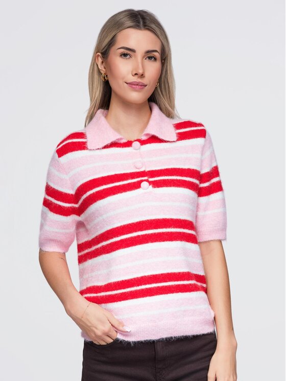 Ombre Ombre Svetr OW-SW-E0031 Růžová Relaxed Fit