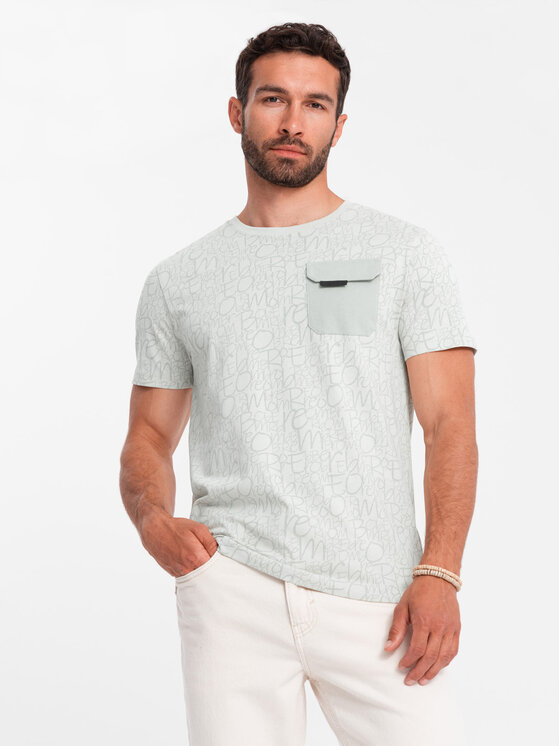 Ombre Ombre T-Shirt OM-TSFP-0188 Zielony Regular Fit