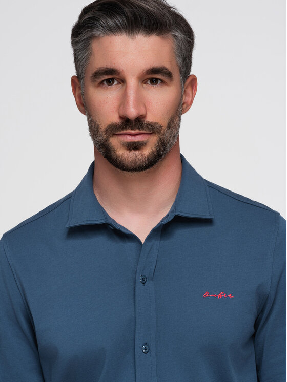 Ombre Ombre Koszula K697 Niebieski Regular Fit