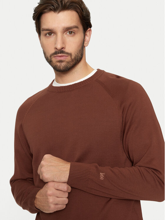 Lee Lee Sweter 112355672 Brązowy Regular Fit