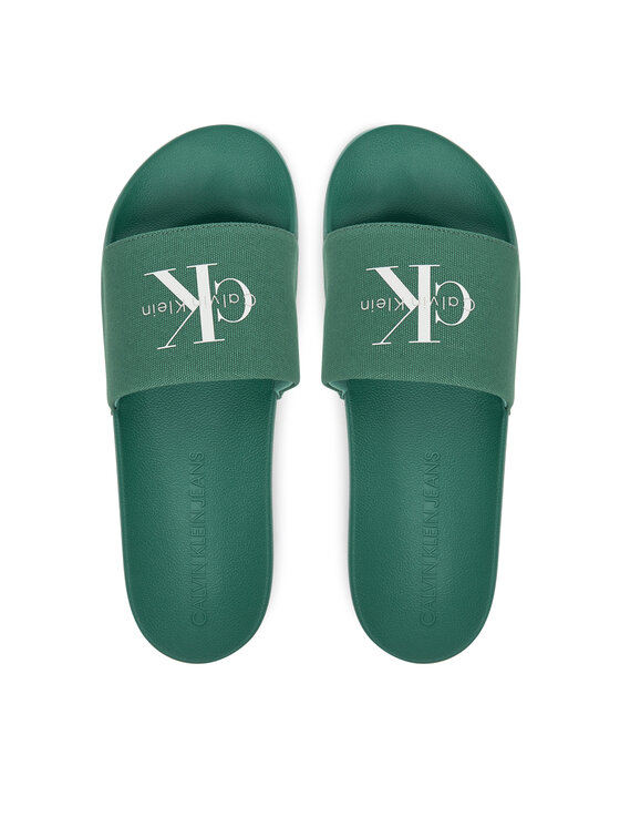 Calvin Klein Jeans Calvin Klein Jeans Klapki Slide Monologo Cv YM0YM01367 Zielony