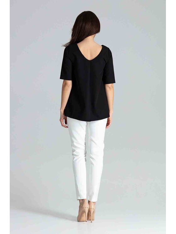 Lenitif Lenitif Bluzka L002 Czarny Regular Fit